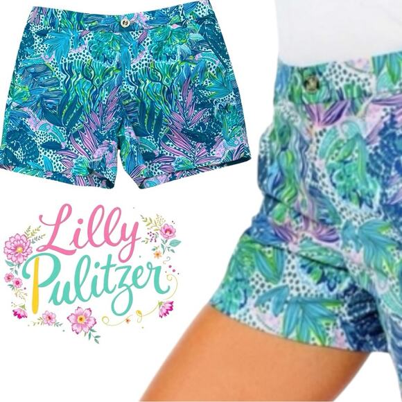 Lilly Pulitzer Pants - Lilly Pulitzer NWOT Botanical Green Holiday In The Sun Leaf Print Shorts Size 4